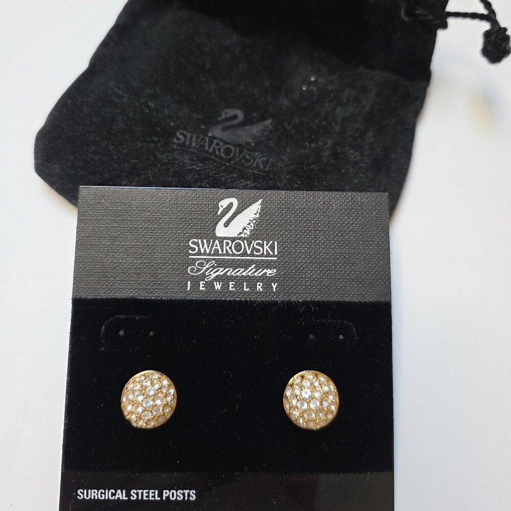 Swarovski Vintage 18K Gold Plated Crystal Stud Earrings